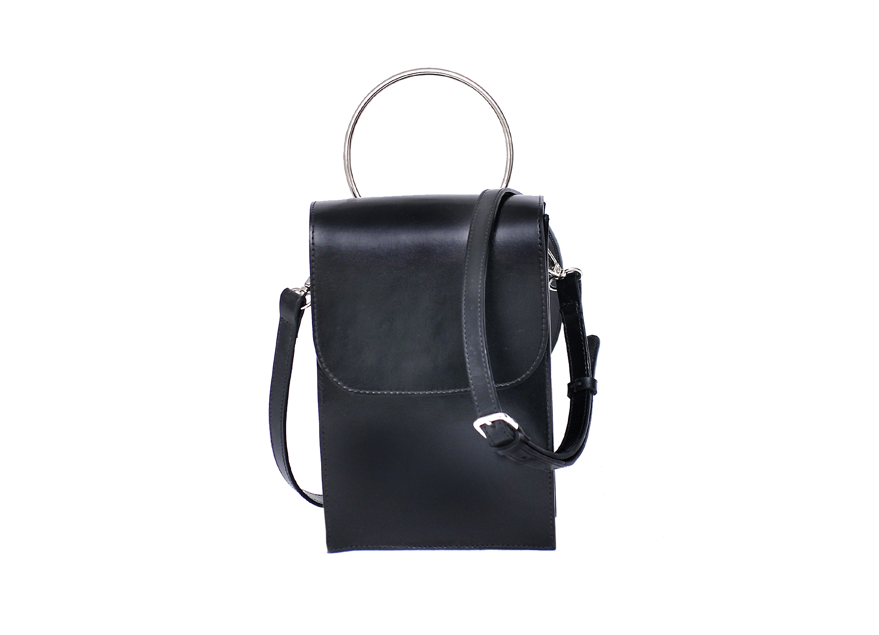 Cross body small satchel with ring handle