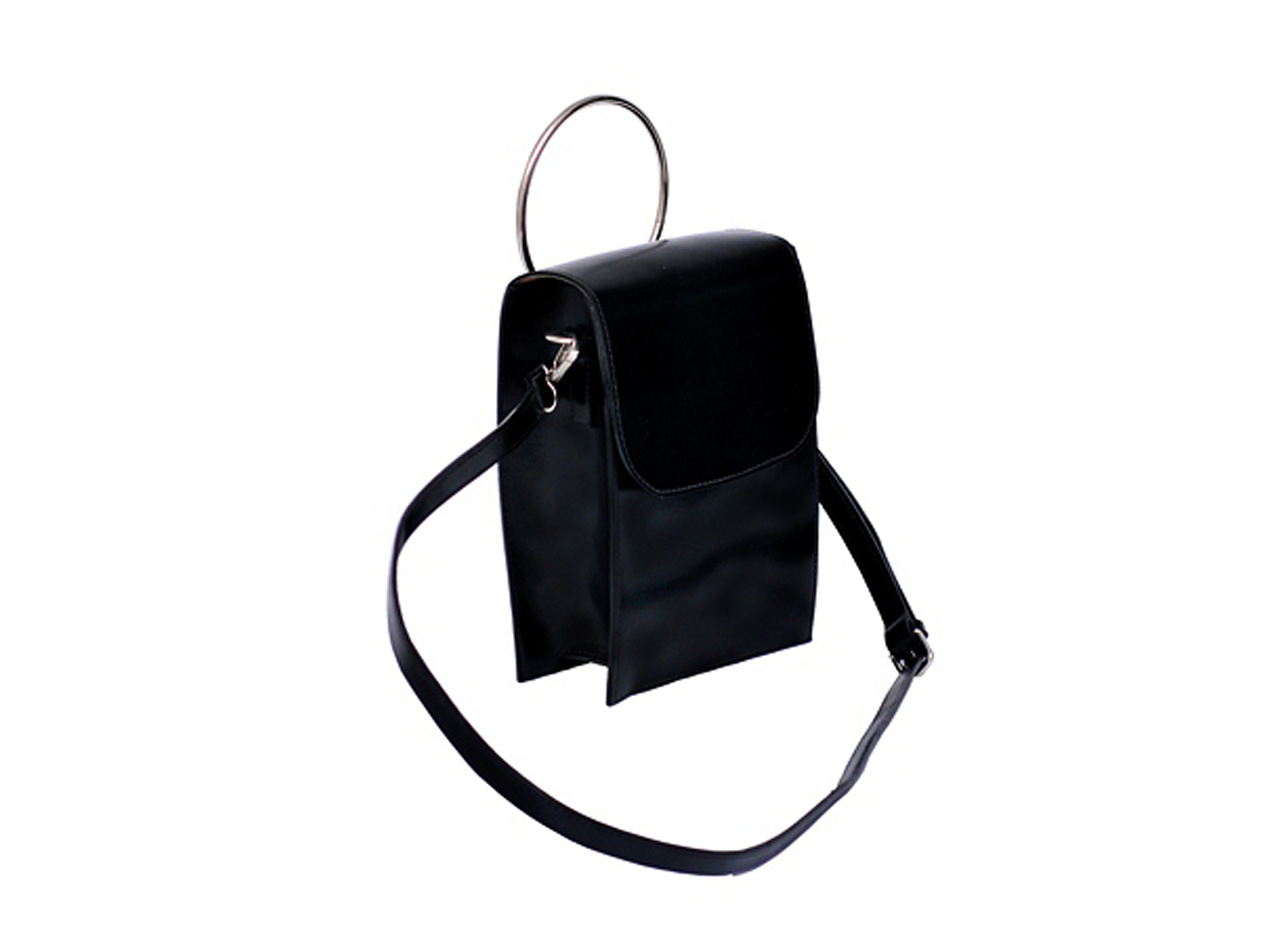 Cross body small satchel with ring handle