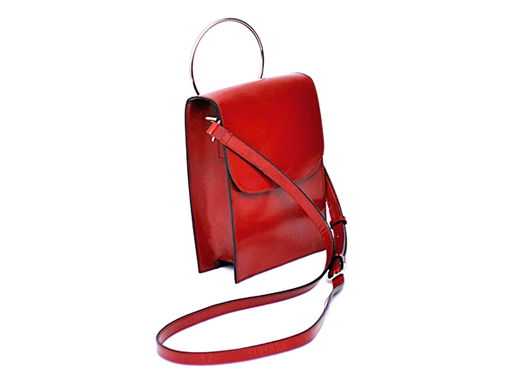 Cross body small satchel with ring handle