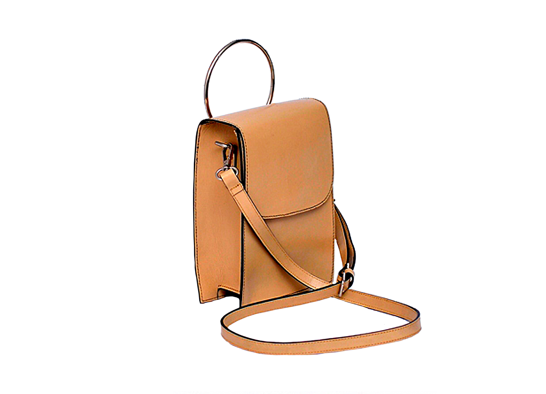 Cross body small satchel with ring handle
