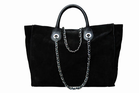 Tote bag with chain shoulder straps