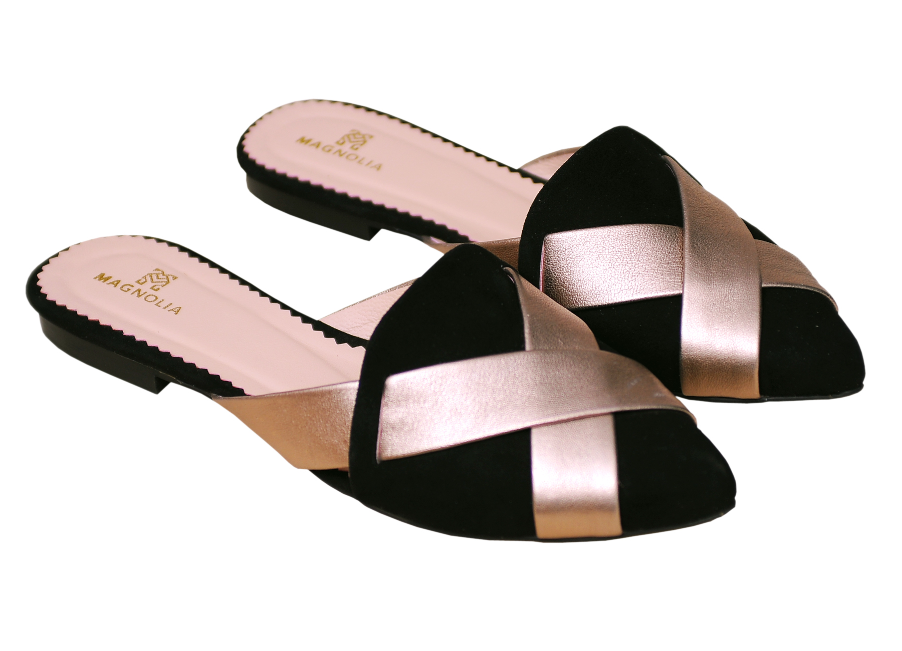 Pointed X backless loafer