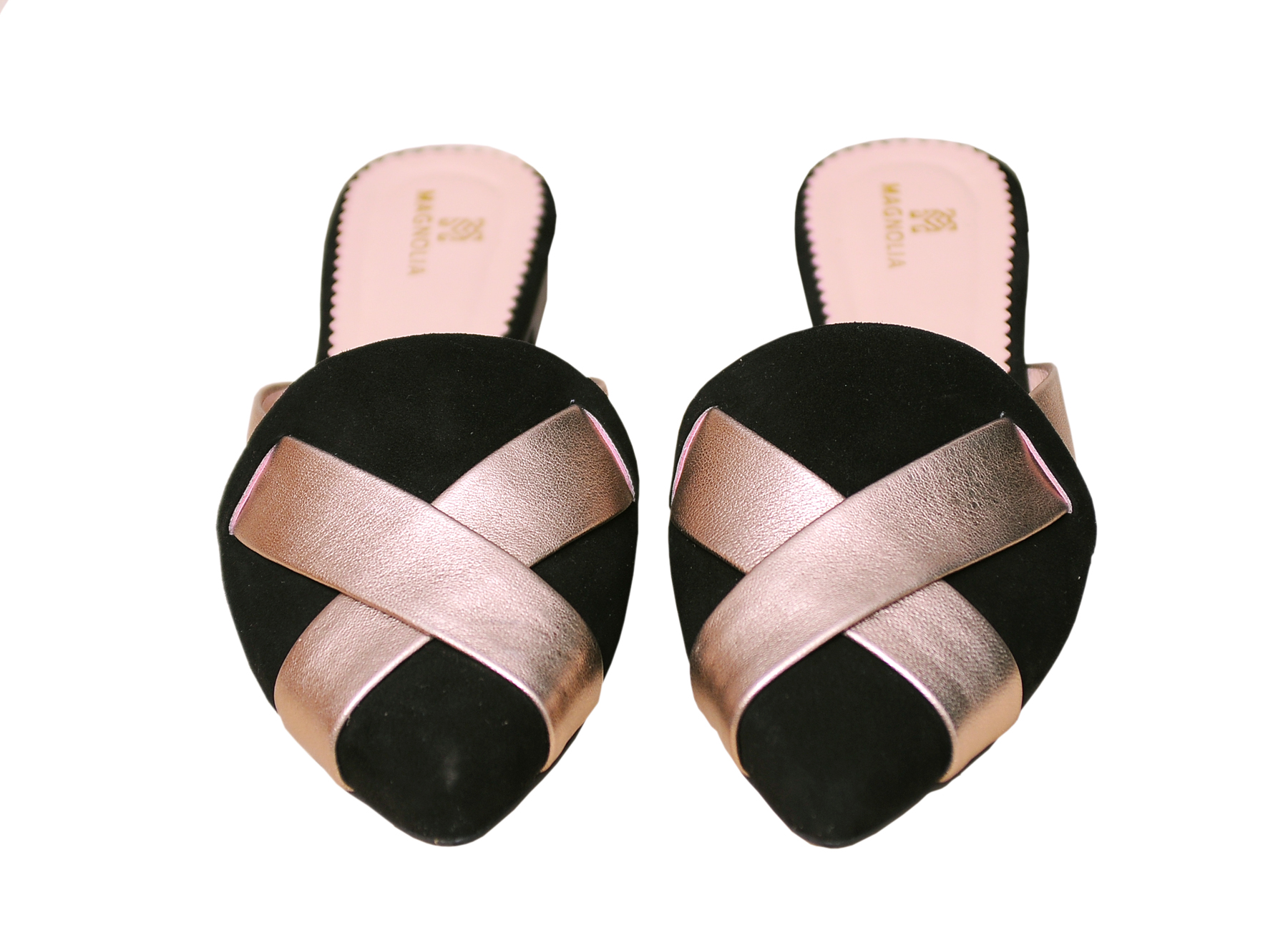 Pointed X backless loafer