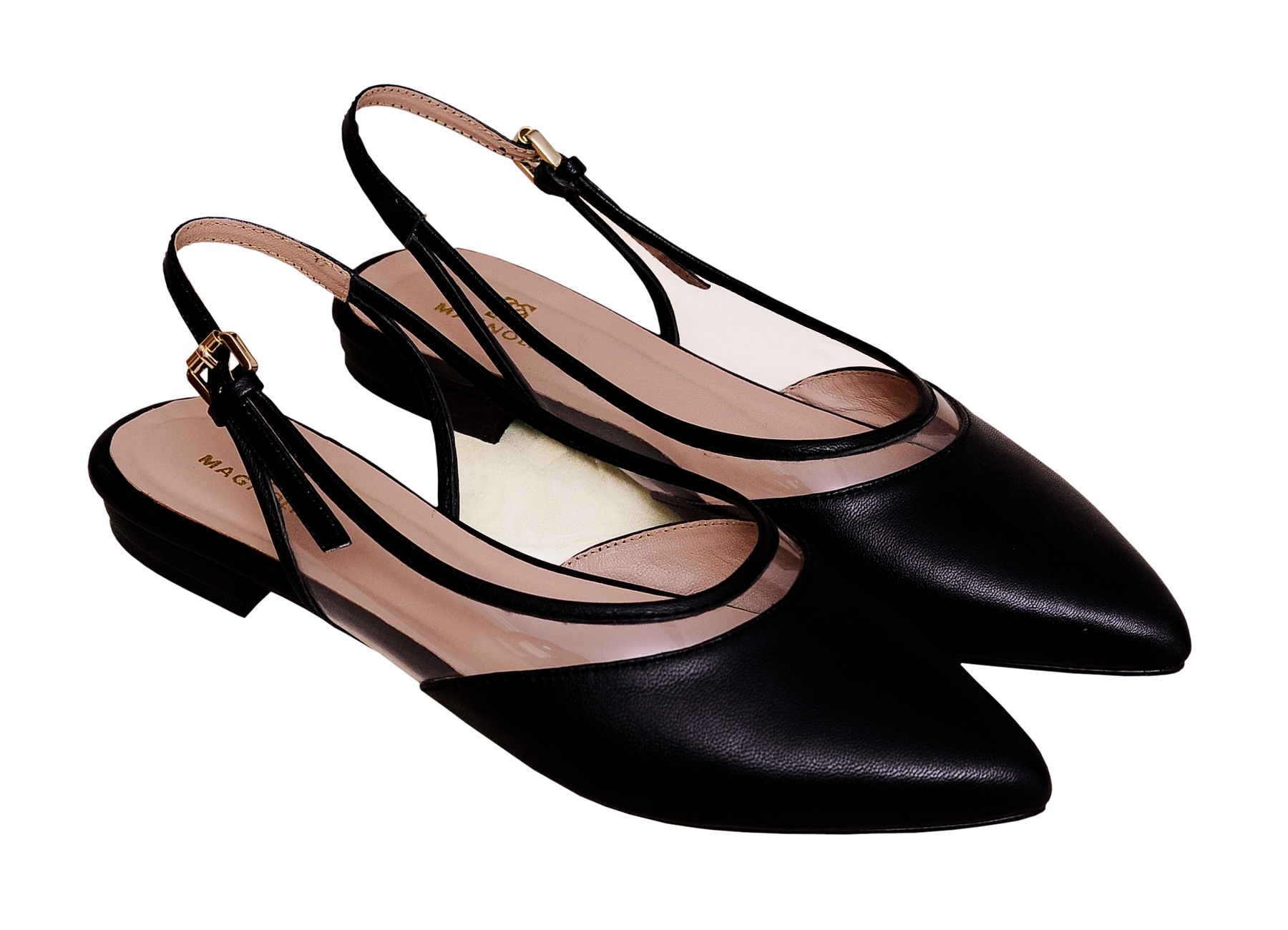 Pointed transparent sling back