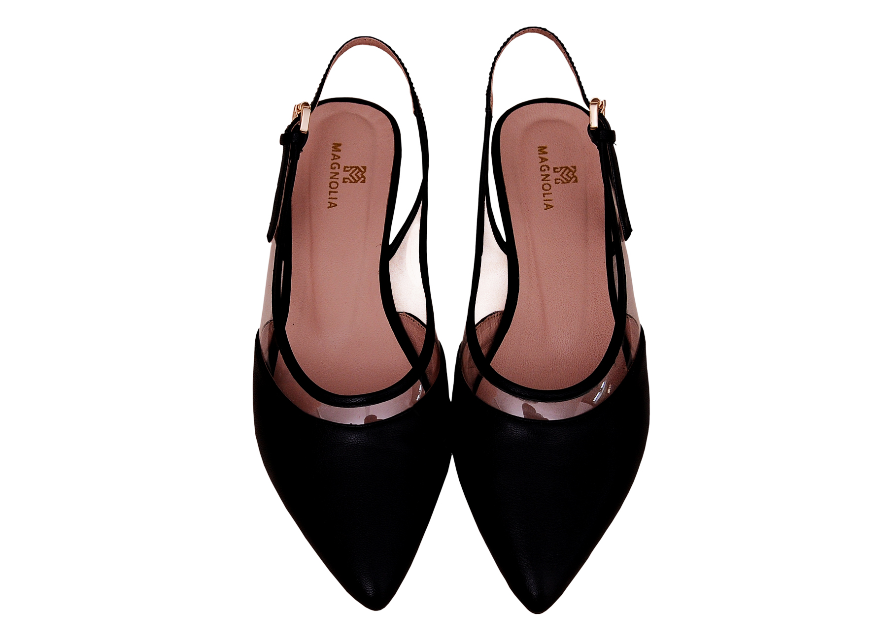 Pointed transparent sling back